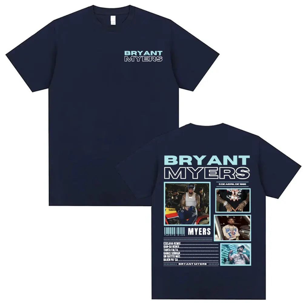Rapper Bryant Myers 2025 Tour T-shirts for Men Women Fashion Hip Hop Punk Style T Shirts Casual 100% Cotton Short Sleeve T-shirt