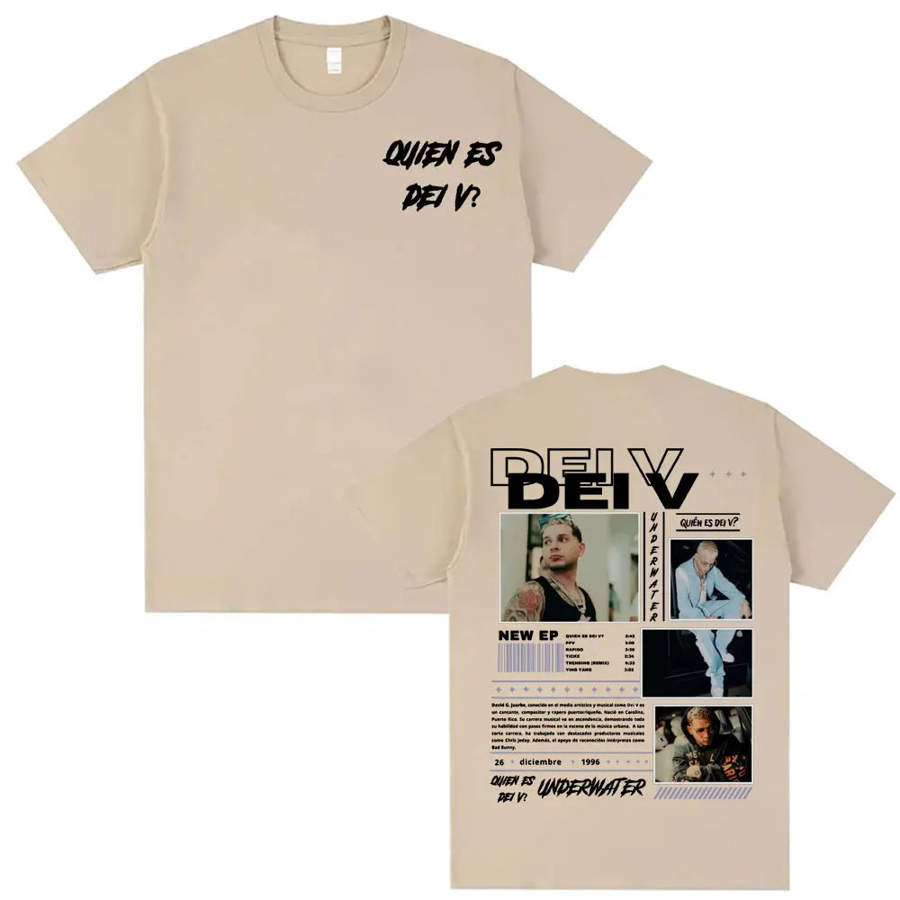 Rapper Quien Es Dei V? Underwater Tour Cover Tshirt Men Harajuku Fashion Hip Hop Punk T-shirt Unisex High Quality Casual T Shirt