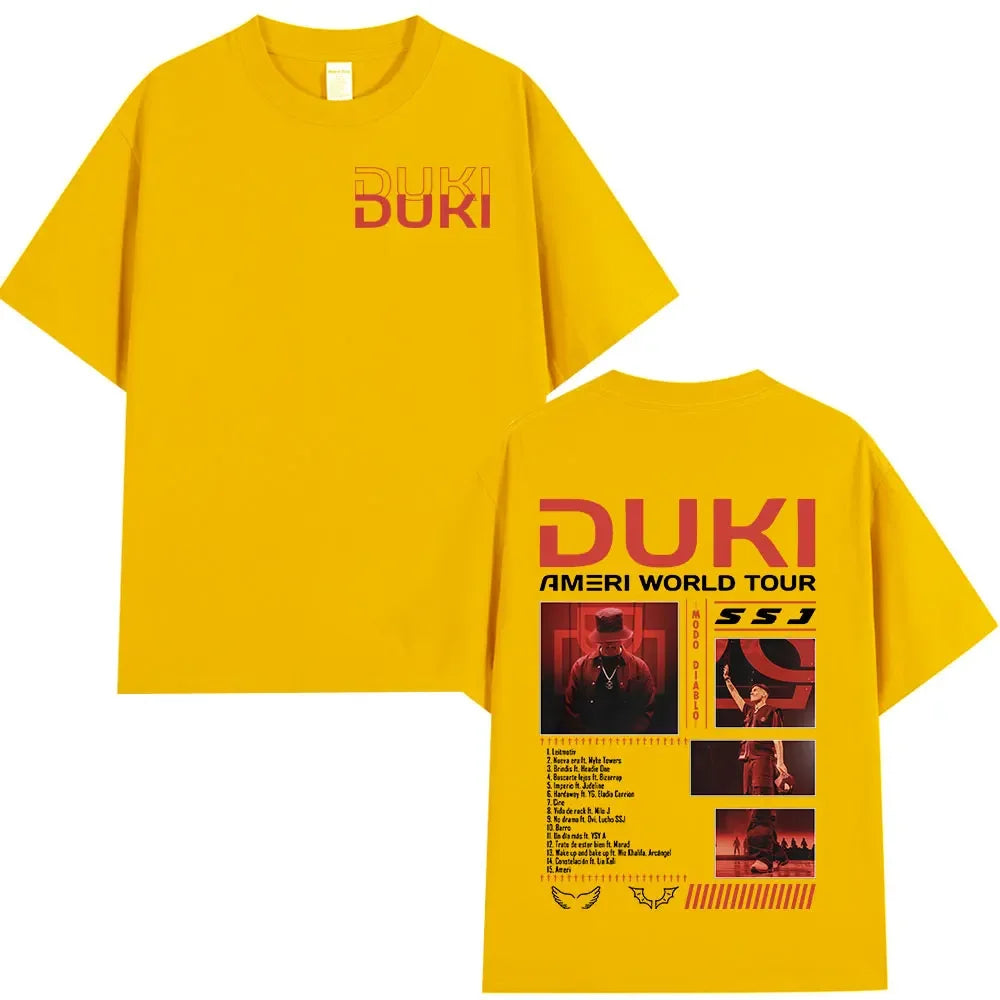 Rapper Duki Ameri World Tour Merch T-shirts Men Women Fashion Hip Hop Oversized T Shirts Cotton Casual Short Sleeve T-shirt Tops