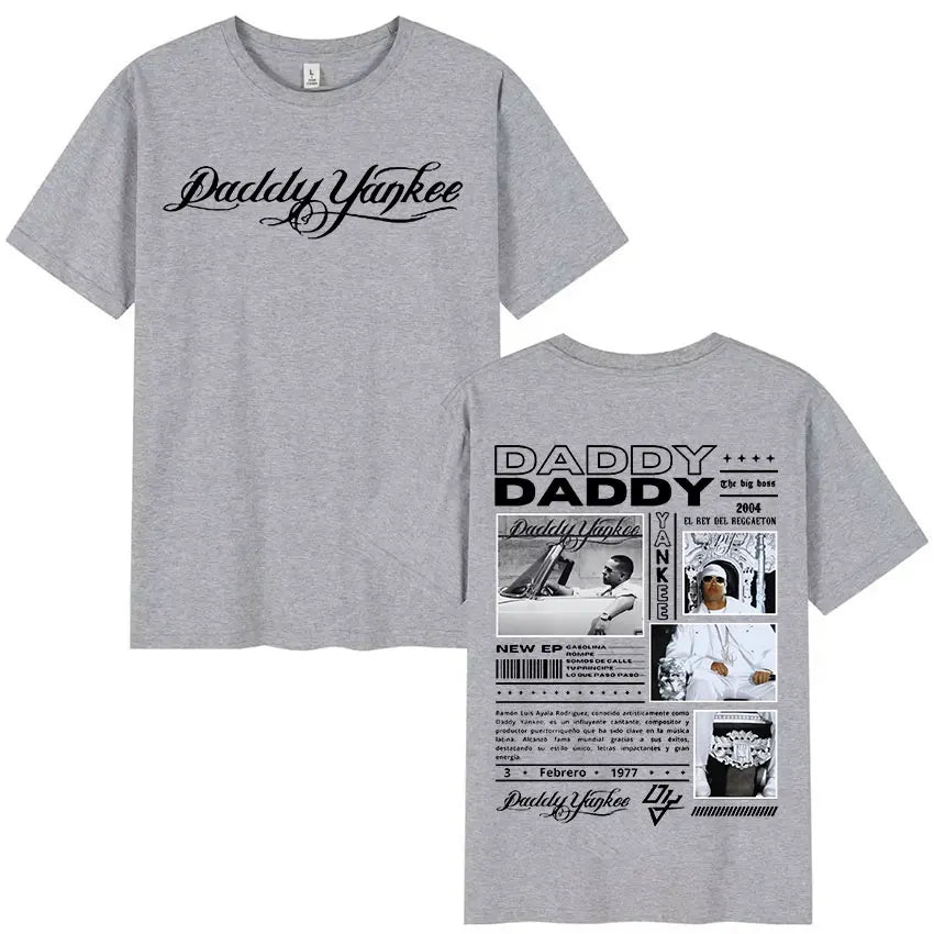 Rapper Daddy Yankee 2024 Tour Graphic T Shirts Men's Retro High Quality Oversized Cotton T-shirt Y2k Man Hip Hop Clothing Tshirt