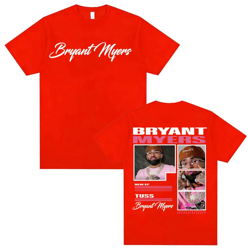 Rapper Bryant Myers 2025 Tour Graphic T-shirts Men Clothing Harajuku Hip Hop Streetwear T Shirts Casual Cotton Oversized T-shirt
