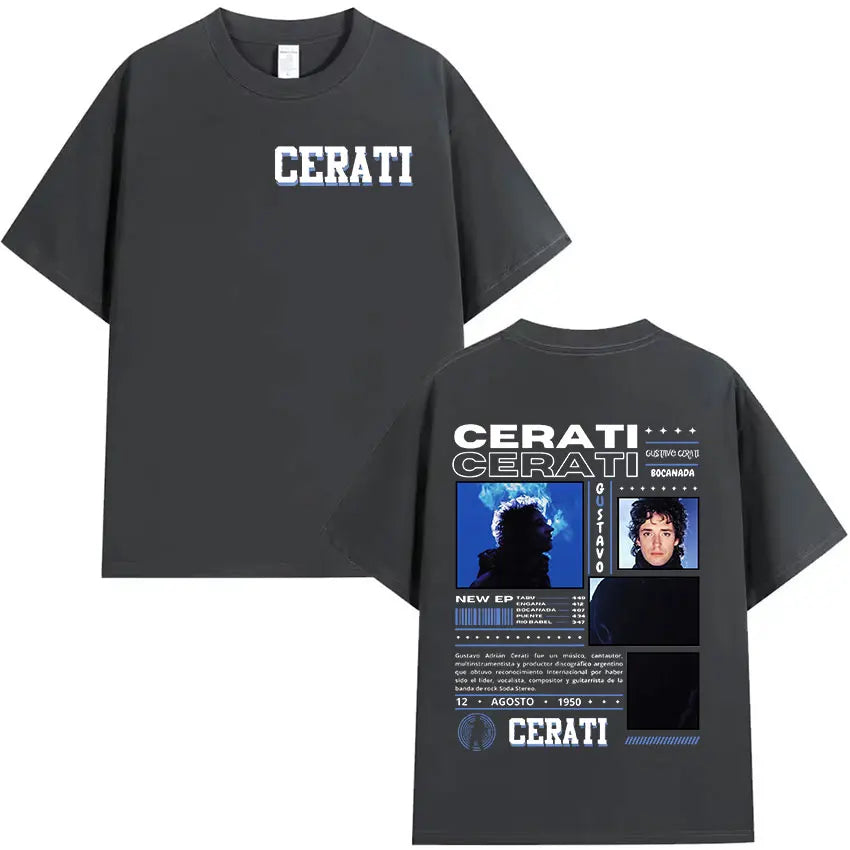 Rapper Gustavo Cerati 2025 Tour Graphic T Shirt Men Hip Hop Fashion Cotton Short Sleeve T-shirt Retro Style Gothic Clothing Tees