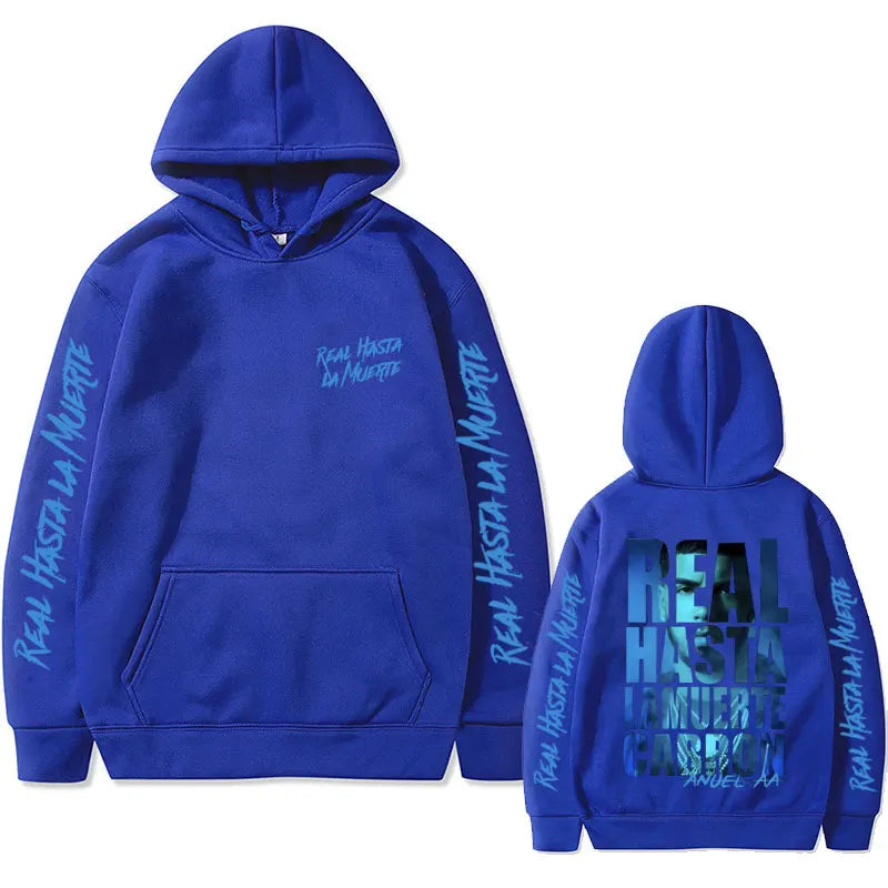 Rapper Anuel AA Hoodie Real Hasta La Muerte Print Sweatshirt Male Fashion Vintage Hoodies Men Women Hip Hop Oversized Streetwear