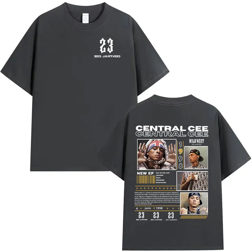 Rapper CENTRAL CEE WILD WEST Tour 2025 Graphic T Shirts Men's Women Vintage Fashion Oversized Cotton T-shirt Hip Hop Streetwear