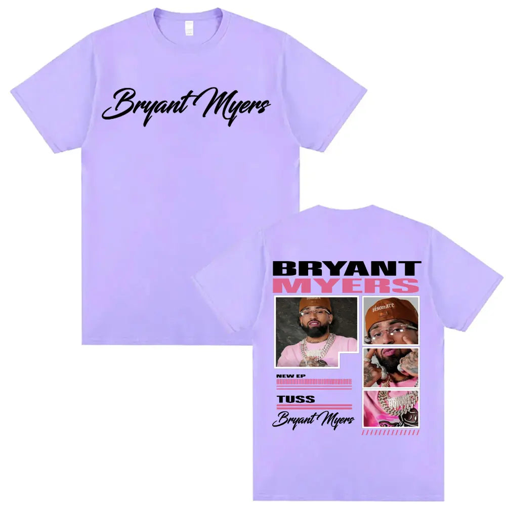Rapper Bryant Myers 2025 Tour Graphic T-shirts Men Clothing Harajuku Hip Hop Streetwear T Shirts Casual Cotton Oversized T-shirt