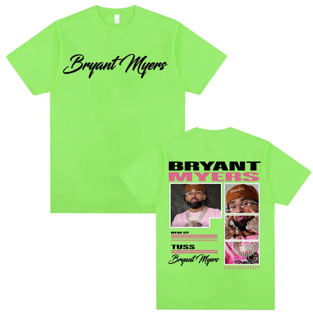 Rapper Bryant Myers 2025 Tour Graphic T-shirts Men Clothing Harajuku Hip Hop Streetwear T Shirts Casual Cotton Oversized T-shirt