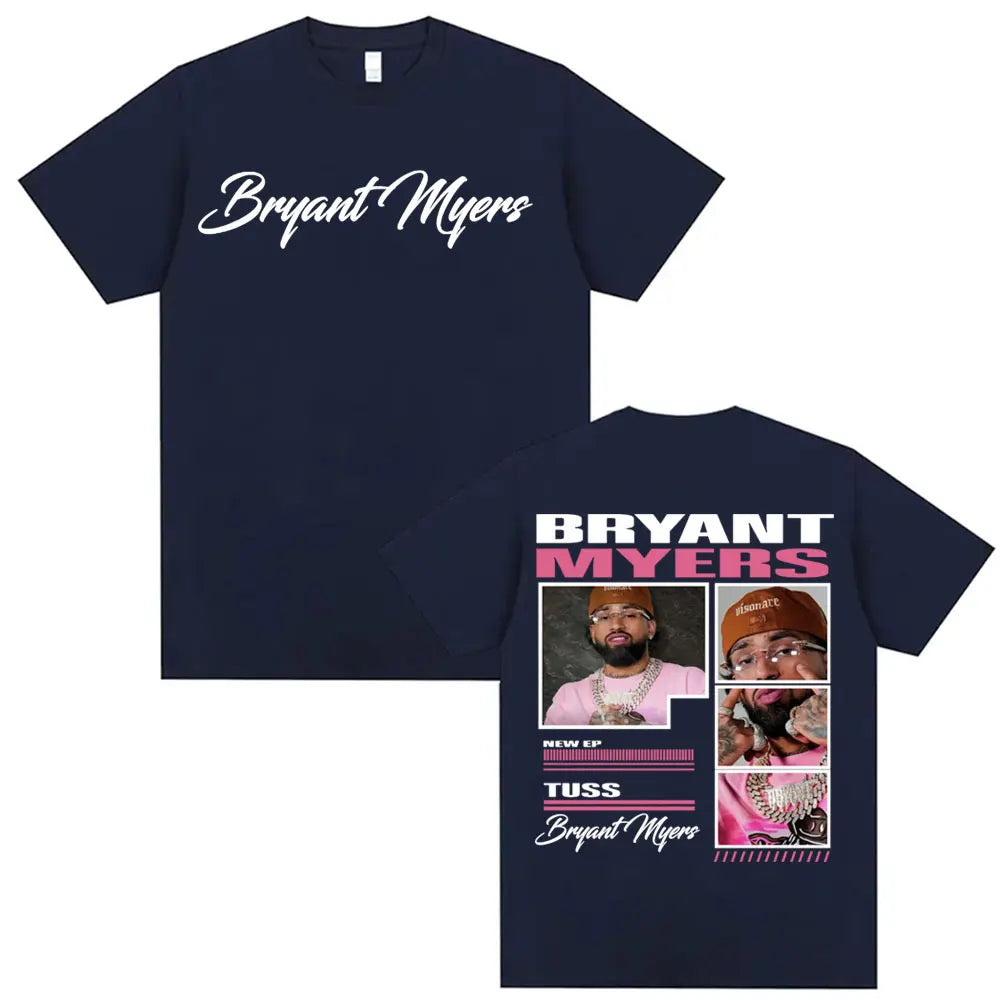 Rapper Bryant Myers 2025 Tour Graphic T-shirts Men Clothing Harajuku Hip Hop Streetwear T Shirts Casual Cotton Oversized T-shirt