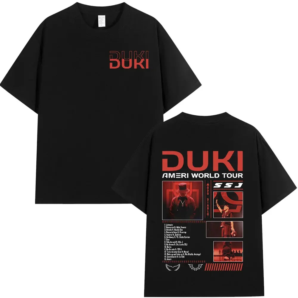 Rapper Duki Ameri World Tour Merch T-shirts Men Women Fashion Hip Hop Oversized T Shirts Cotton Casual Short Sleeve T-shirt Tops