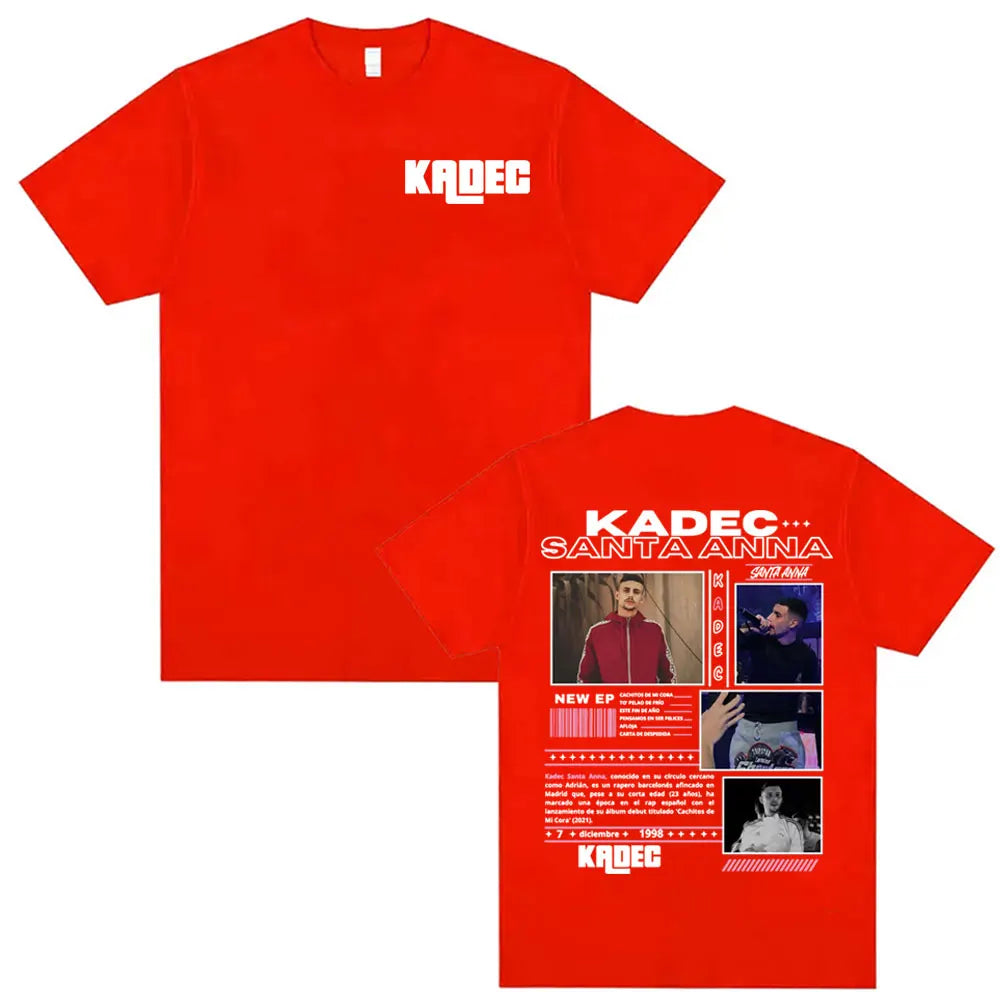 Rapper Kadec Santa Anna 2025 Tour T Shirt Men Women High Quality Casual Oversized T-shirts Vintage 100% Cotton Crewneck T-shirt