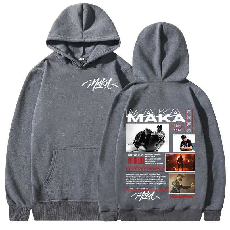 Rapper Maka Aura Tour Album 2025 Hoodies Men's Women Vintage Fashion Hooded Sweatshirts Hip Hop Oversized Pullovers Streetwear