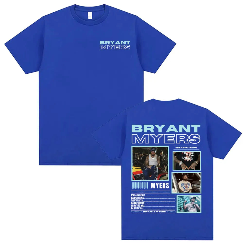 Rapper Bryant Myers 2025 Tour T-shirts for Men Women Fashion Hip Hop Punk Style T Shirts Casual 100% Cotton Short Sleeve T-shirt