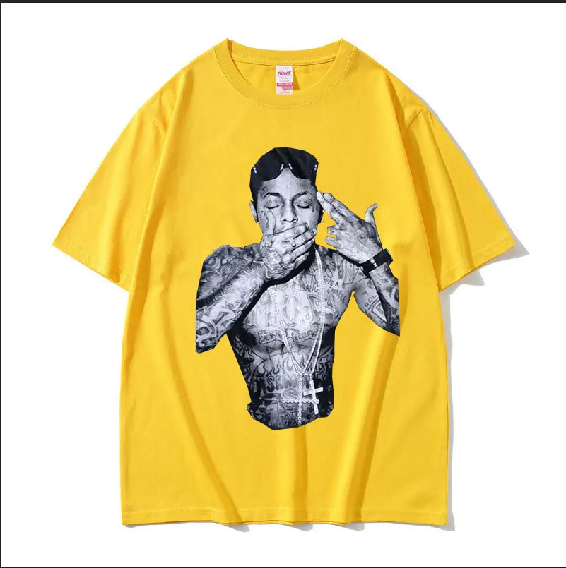 Rapper Lil Wayne Print Graphic T Shirt Men's Cool Hip Hop Gothic Clothing T-shirts Y2k Man Retro Oversized Cotton T-shirt Unisex