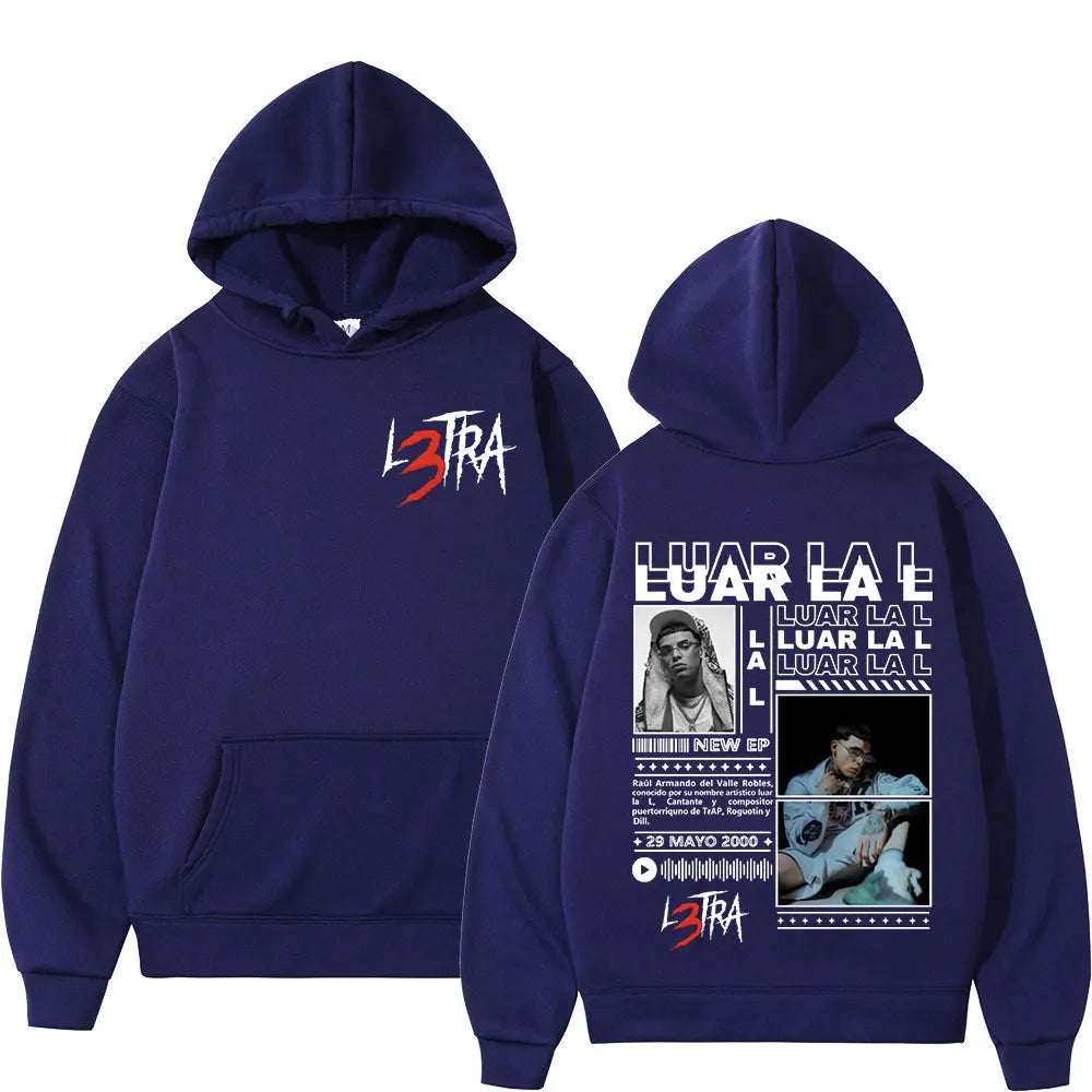 Rapper Luar La L Music Album L3TRA Hoodie Men's Clothing Hip Hop Hooded Sweatshirts Fashion Casual Oversized Pullover Streetwear
