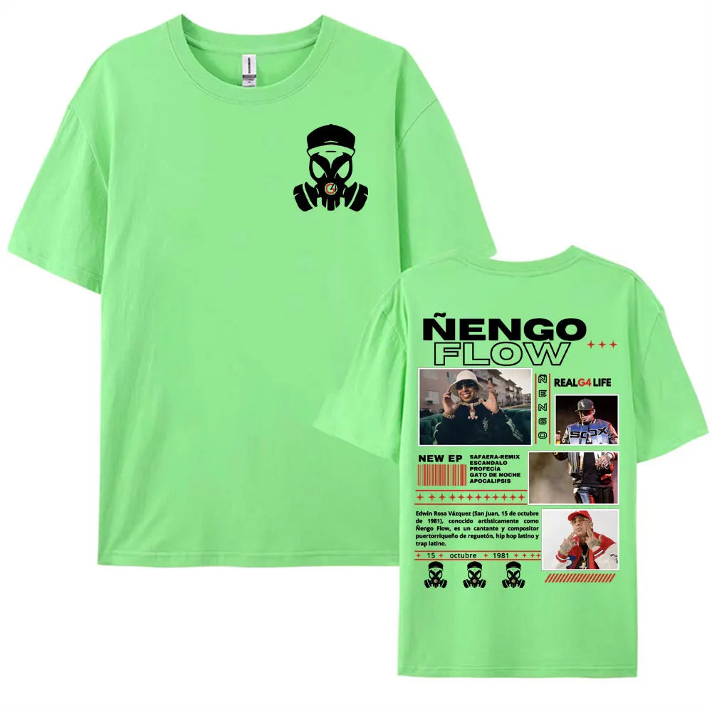 Rapper Nengo Flow Real G4 Life Tour Graphic T Shirt Men Women Vintage Hip Hop  Pop Music T-shirt Fashion Oversized Cotton Tshirt