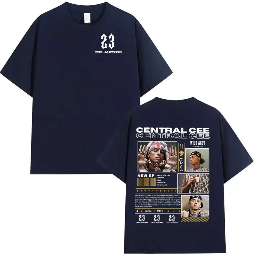 Rapper CENTRAL CEE WILD WEST Tour 2025 Graphic T Shirts Men's Women Vintage Fashion Oversized Cotton T-shirt Hip Hop Streetwear