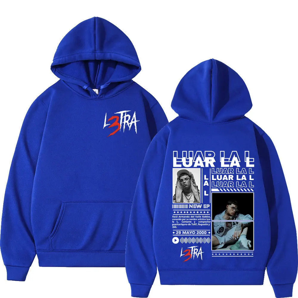 Rapper Luar La L Music Album L3TRA Hoodie Men's Clothing Hip Hop Hooded Sweatshirts Fashion Casual Oversized Pullover Streetwear
