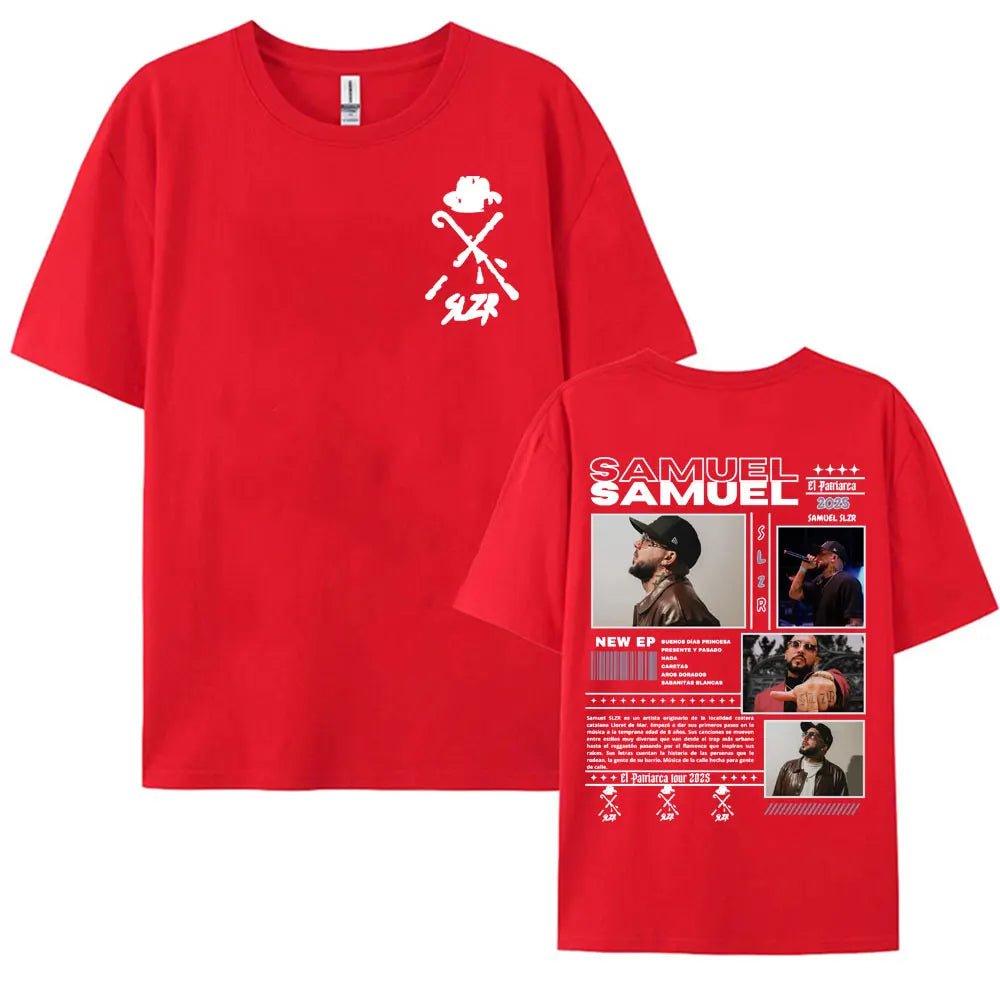 Rapper Samuel Slzr Tour 2025 Graphic T Shirts Men Women Harajuku Hip Hop Pop Music T-shirts Casual 100% Cotton Oversized T Shirt
