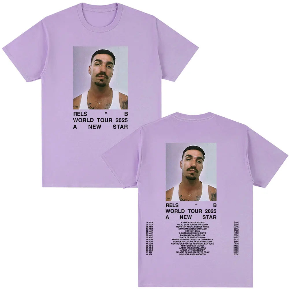 Rels B A New Star World Tour Concert 2025 T Shirts Men's Clothing Hip Hop Fashion Oversized Short Sleeve T-shirt Cotton T-shirts