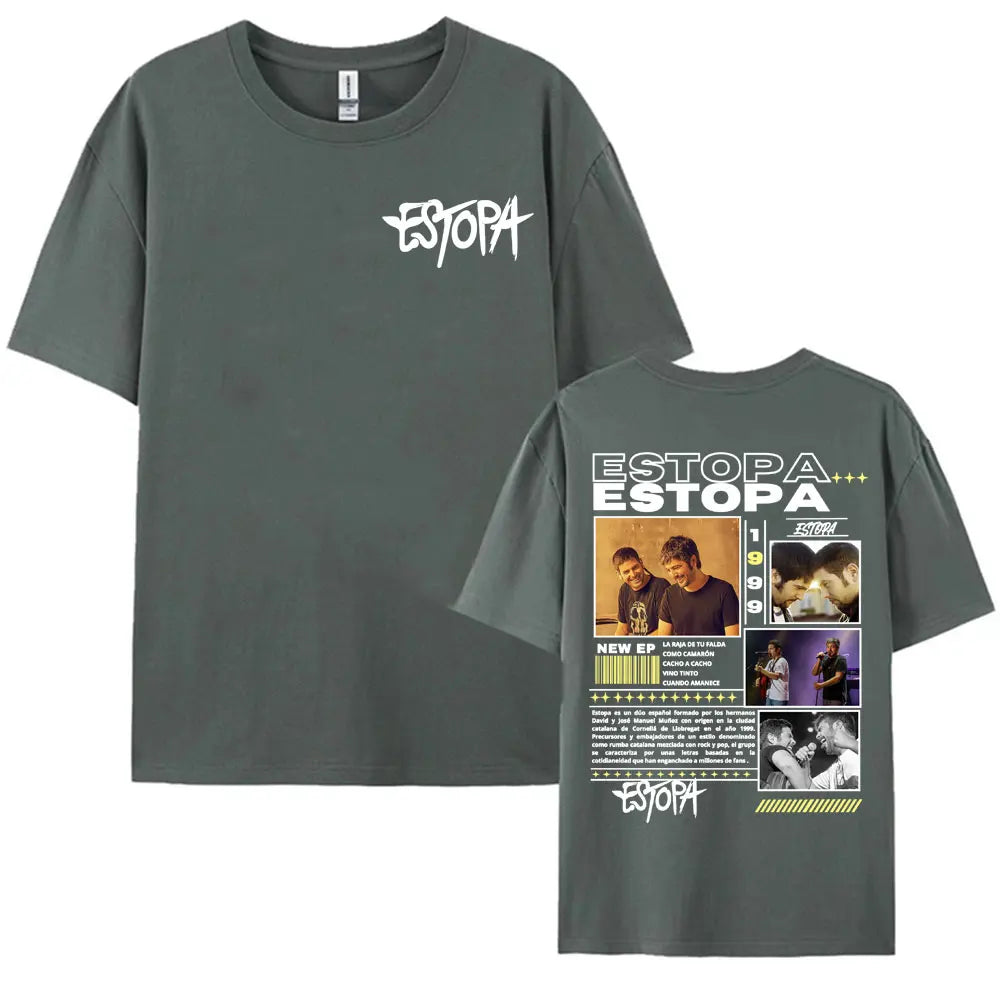 Rapper Estopa 1999 Tour Concert Cover T-shirts for Men Women 100% Cotton Short Sleeve T Shirt Harajuku Fashion Oversized T-shirt