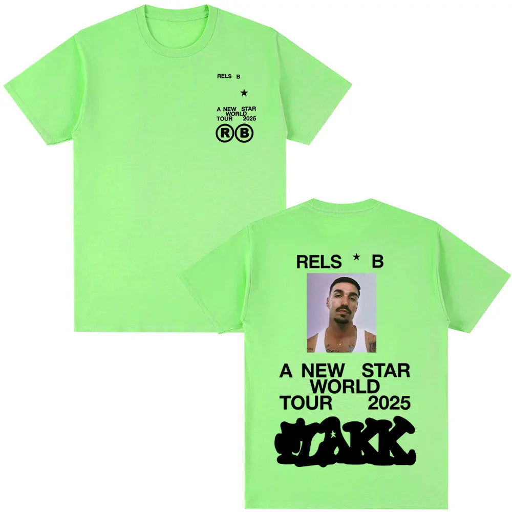 Rapper  Rels B A New Star World Tour 2025 T-shirt Men's Women Clothing Hip Hop T-shirts Cotton Harajuku Cozy T Shirts Streetwear