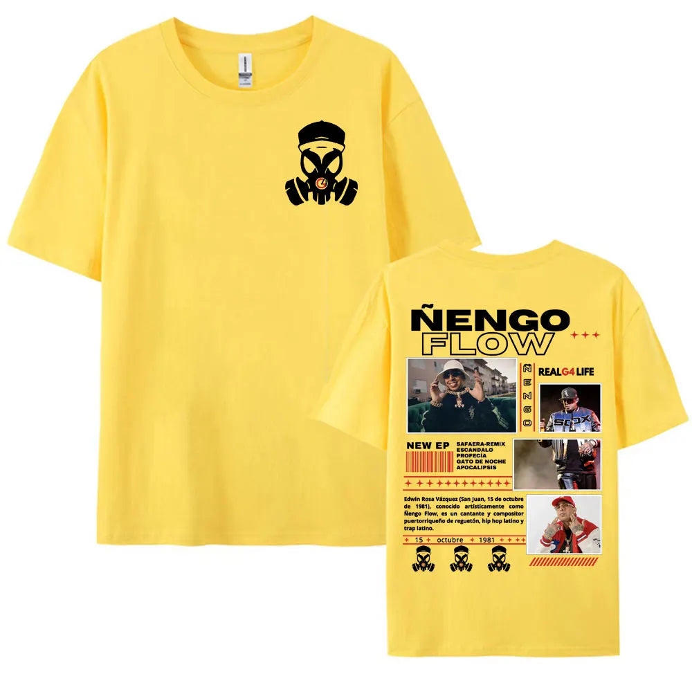 Rapper Nengo Flow Real G4 Life Tour Graphic T Shirt Men Women Vintage Hip Hop  Pop Music T-shirt Fashion Oversized Cotton Tshirt