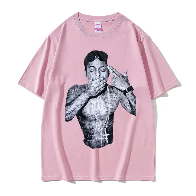 Rapper Lil Wayne Print Graphic T Shirt Men's Cool Hip Hop Gothic Clothing T-shirts Y2k Man Retro Oversized Cotton T-shirt Unisex