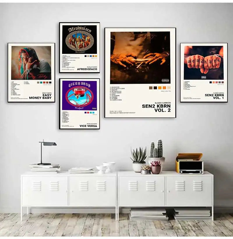 Nordic Pop Rapper Quevedo Poster Aesthetics Mora Feid Eladio Carrion Rauw AlejanDro Music Album Canvas Print Wall Art Room Decor