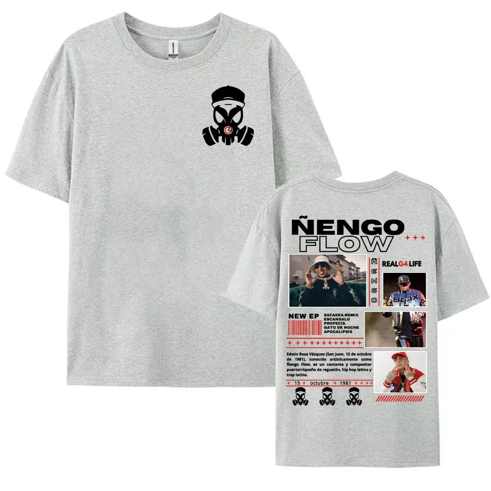 Rapper Nengo Flow Real G4 Life Tour Graphic T Shirt Men Women Vintage Hip Hop  Pop Music T-shirt Fashion Oversized Cotton Tshirt