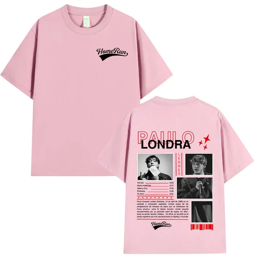 Rapper Paulo Londra Homerun T-shirts Men Women Fashion Hip Hop Oversized T Shirts Comfort Cotton Short Sleeve T-shirt Streetwear