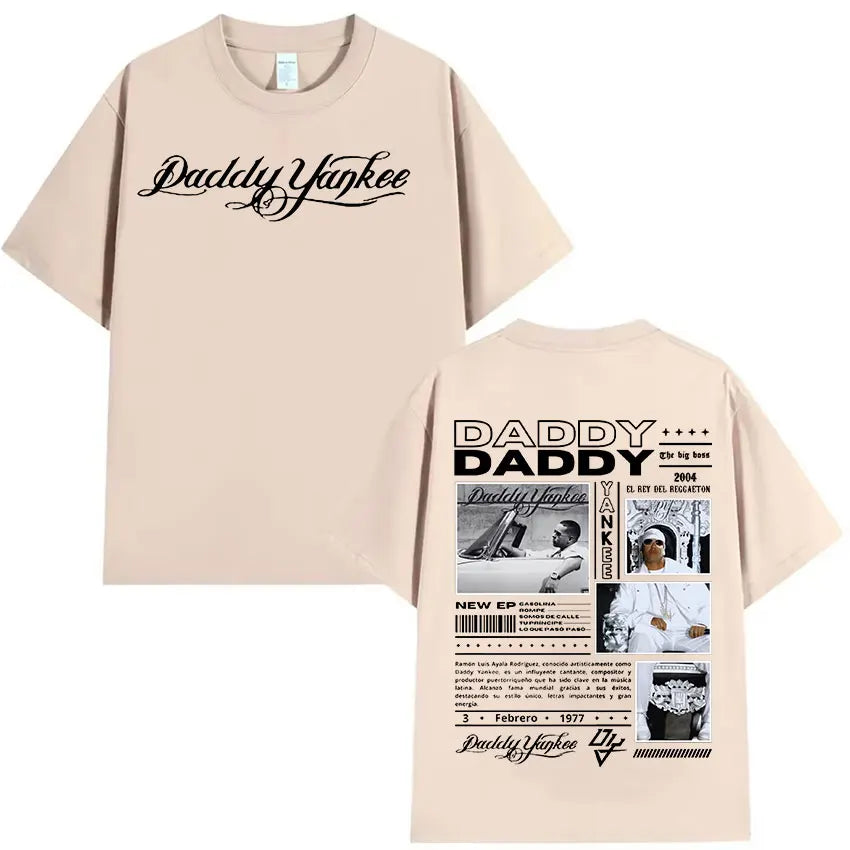 Rapper Daddy Yankee 2024 Tour Graphic T Shirts Men's Retro High Quality Oversized Cotton T-shirt Y2k Man Hip Hop Clothing Tshirt