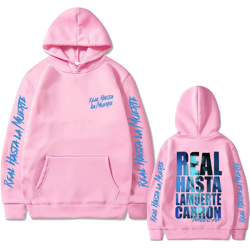 Rapper Anuel AA Hoodie Real Hasta La Muerte Print Sweatshirt Male Fashion Vintage Hoodies Men Women Hip Hop Oversized Streetwear