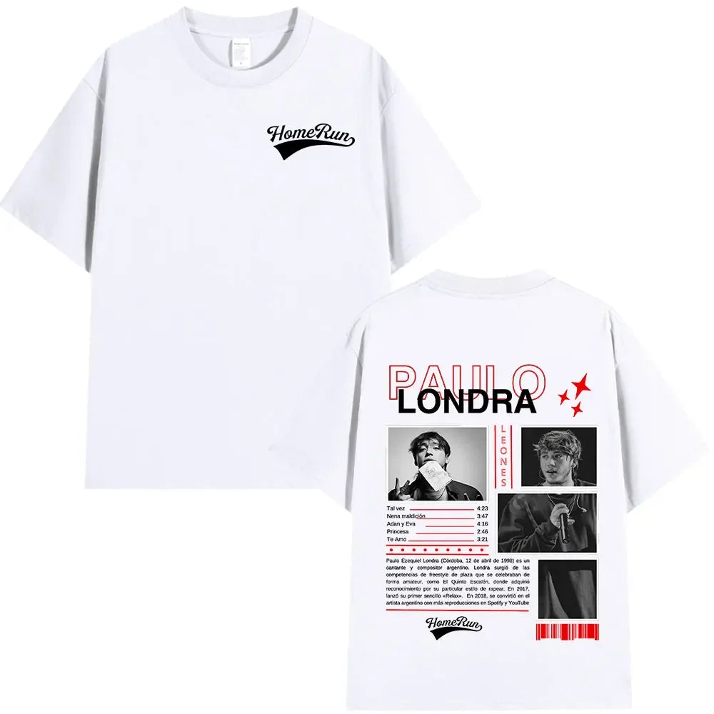 Rapper Paulo Londra Homerun T-shirts Men Women Fashion Hip Hop Oversized T Shirts Comfort Cotton Short Sleeve T-shirt Streetwear
