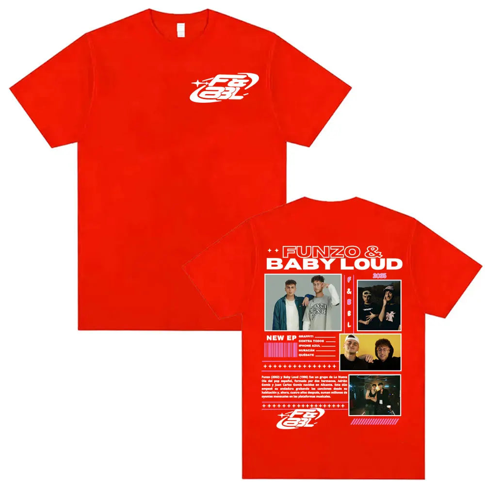 Rapper Funzo & Baby Loud 2025 Tour T-shirts Unisex Fashion Casual Cotton Oversized T Shirt Men's Punk Hip Hop Streetwear T-shirt