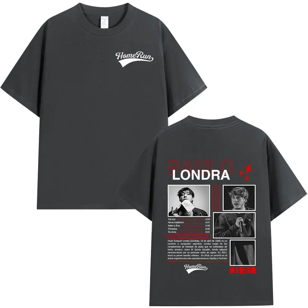 Rapper Paulo Londra Homerun T-shirts Men Women Fashion Hip Hop Oversized T Shirts Comfort Cotton Short Sleeve T-shirt Streetwear