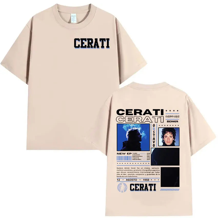 Rapper Gustavo Cerati 2025 Tour Graphic T Shirt Men Hip Hop Fashion Cotton Short Sleeve T-shirt Retro Style Gothic Clothing Tees