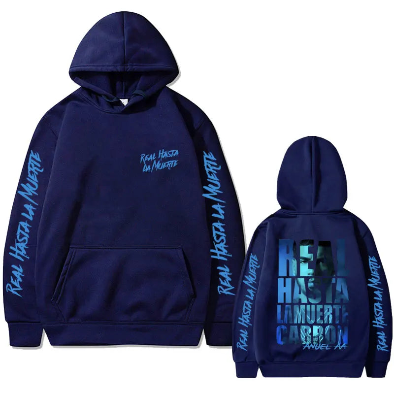 Rapper Anuel AA Hoodie Real Hasta La Muerte Print Sweatshirt Male Fashion Vintage Hoodies Men Women Hip Hop Oversized Streetwear