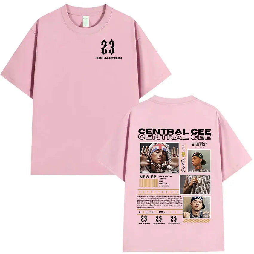 Rapper CENTRAL CEE WILD WEST Tour 2025 Graphic T Shirts Men's Women Vintage Fashion Oversized Cotton T-shirt Hip Hop Streetwear
