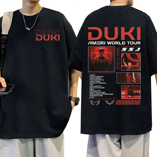 Rapper Duki Ameri World Tour Merch T-shirts Men Women Fashion Hip Hop Oversized T Shirts Cotton Casual Short Sleeve T-shirt Tops