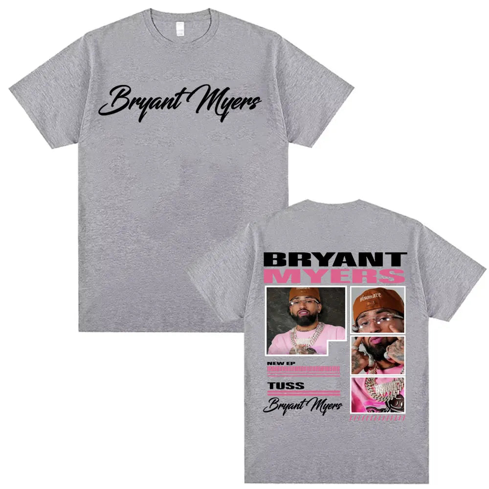 Rapper Bryant Myers 2025 Tour Graphic T-shirts Men Clothing Harajuku Hip Hop Streetwear T Shirts Casual Cotton Oversized T-shirt