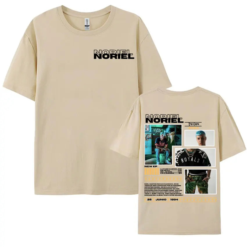 Rapper Noriel Album Tour Cover T-shirts for Men Women Hip Hop Pop Music Harajuku Y2k T Shirt Male High Quality Oversized T-shirt