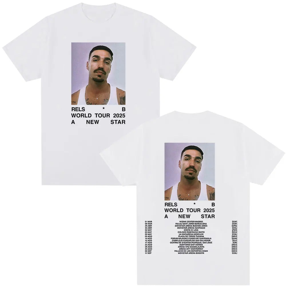 Rels B A New Star World Tour Concert 2025 T Shirts Men's Clothing Hip Hop Fashion Oversized Short Sleeve T-shirt Cotton T-shirts