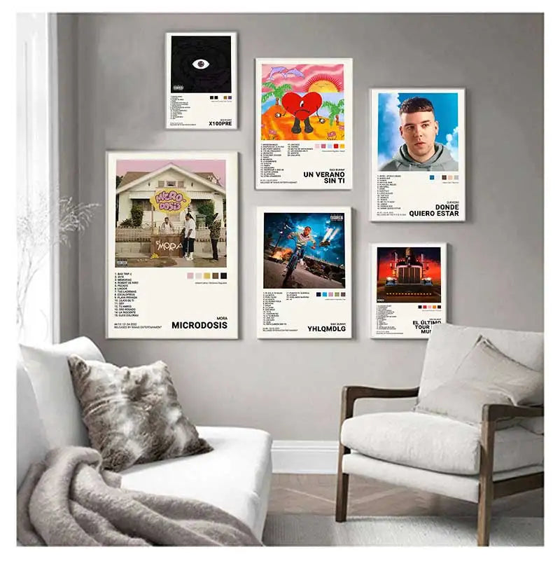 Nordic Pop Rapper Quevedo Poster Aesthetics Mora Feid Eladio Carrion Rauw AlejanDro Music Album Canvas Print Wall Art Room Decor