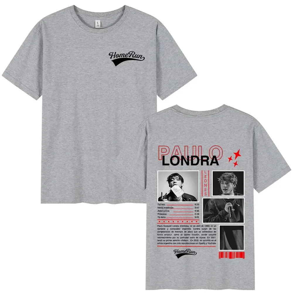 Rapper Paulo Londra Homerun T-shirts Men Women Fashion Hip Hop Oversized T Shirts Comfort Cotton Short Sleeve T-shirt Streetwear