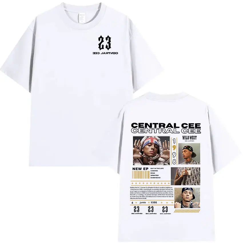 Rapper CENTRAL CEE WILD WEST Tour 2025 Graphic T Shirts Men's Women Vintage Fashion Oversized Cotton T-shirt Hip Hop Streetwear