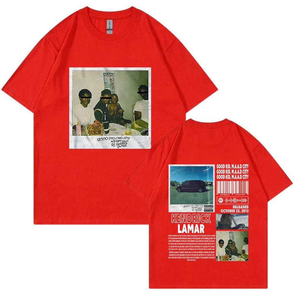 Rapper Kendrick Lamar Good Kid T Shirt Men Women Clothes Hip Hop Music Album Graphic T-shirt Fashion Vintage Oversized Tee Shirt