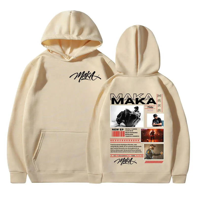 Rapper Maka Aura Tour Album 2025 Hoodies Men's Women Vintage Fashion Hooded Sweatshirts Hip Hop Oversized Pullovers Streetwear