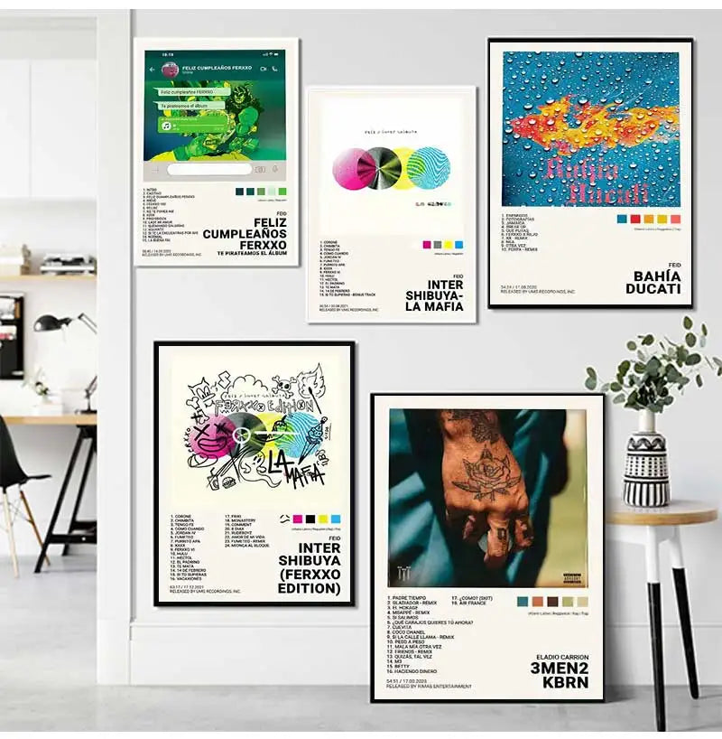 Nordic Pop Rapper Quevedo Poster Aesthetics Mora Feid Eladio Carrion Rauw AlejanDro Music Album Canvas Print Wall Art Room Decor