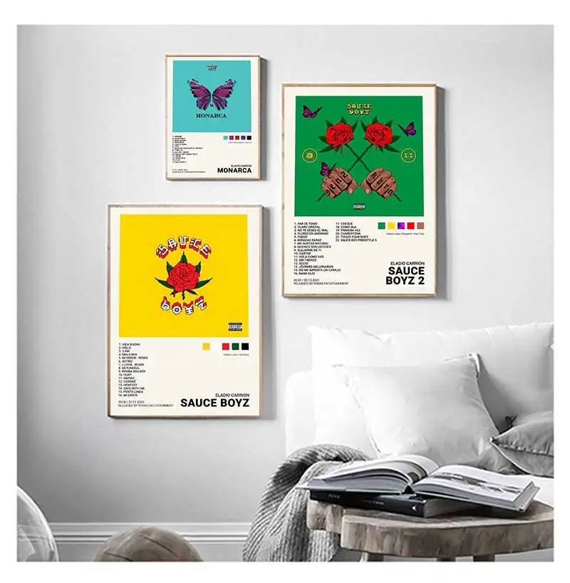 Nordic Pop Rapper Quevedo Poster Aesthetics Mora Feid Eladio Carrion Rauw AlejanDro Music Album Canvas Print Wall Art Room Decor