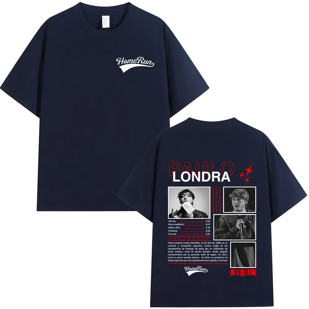 Rapper Paulo Londra Homerun T-shirts Men Women Fashion Hip Hop Oversized T Shirts Comfort Cotton Short Sleeve T-shirt Streetwear