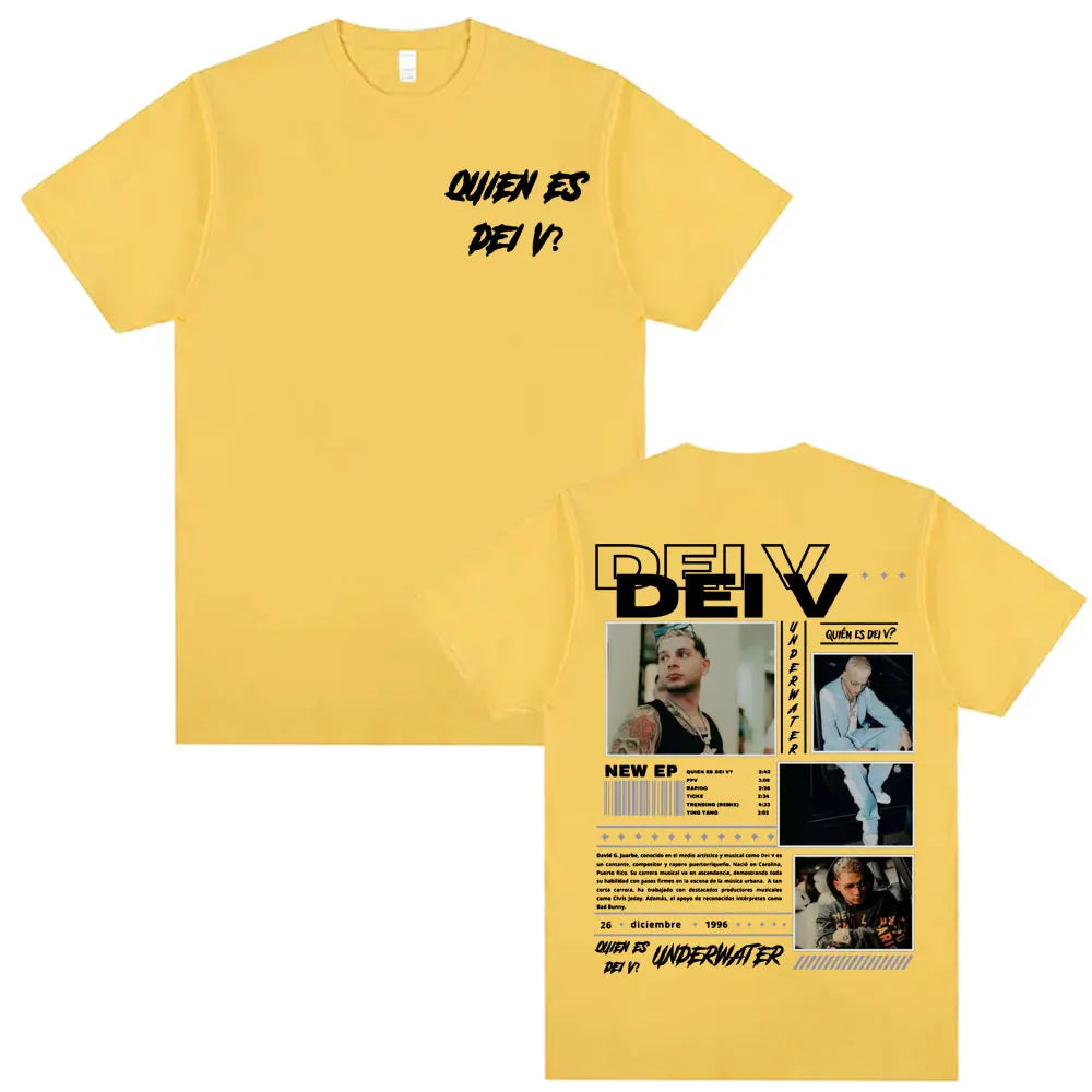 Rapper Quien Es Dei V? Underwater Tour Cover Tshirt Men Harajuku Fashion Hip Hop Punk T-shirt Unisex High Quality Casual T Shirt